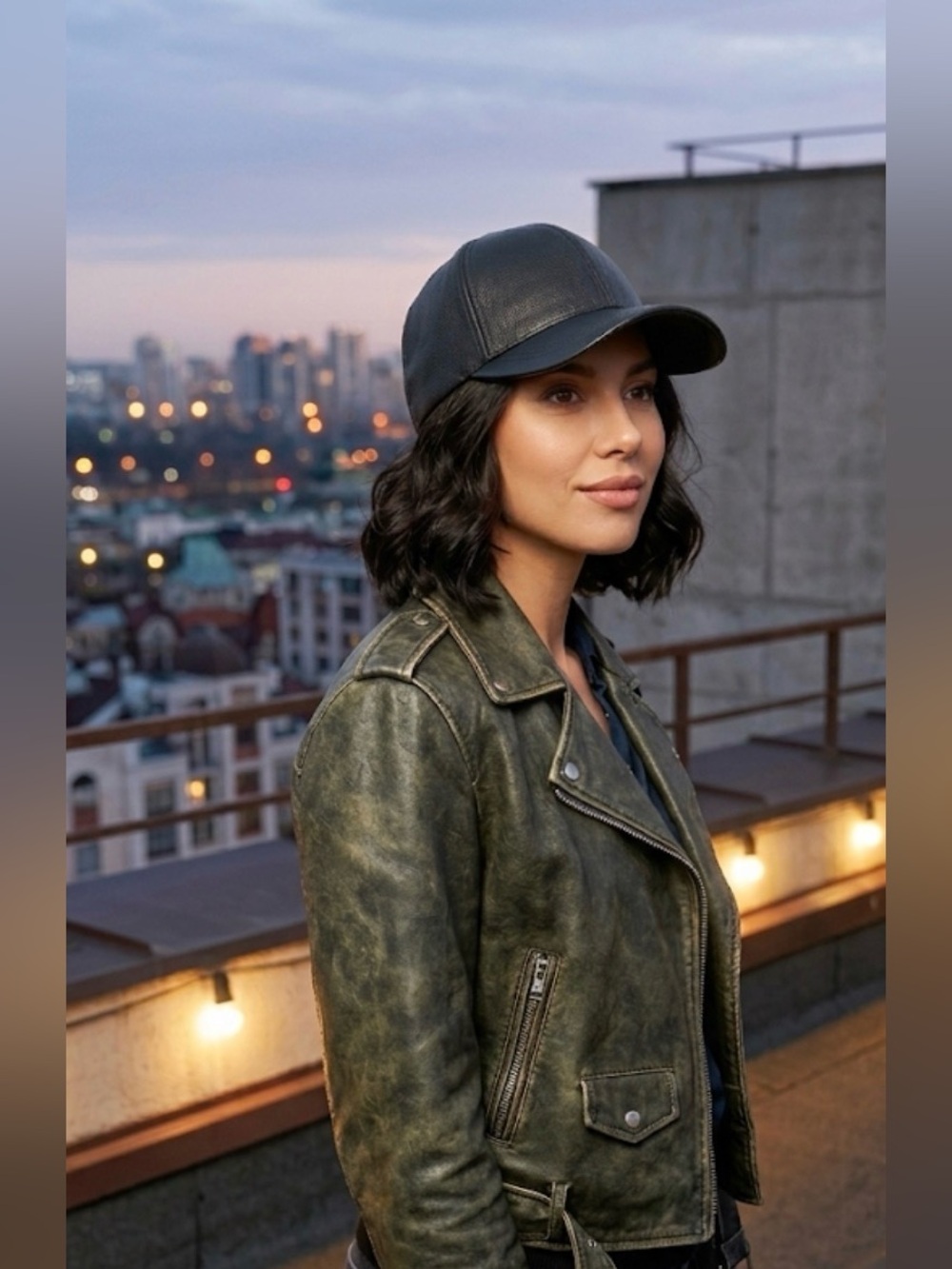 Sleek Black Leather Baseball Cap Hat OS